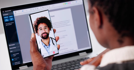 Virtual Doctor Visit Via Smartphone: Woman Receives Medical Consultation Online.