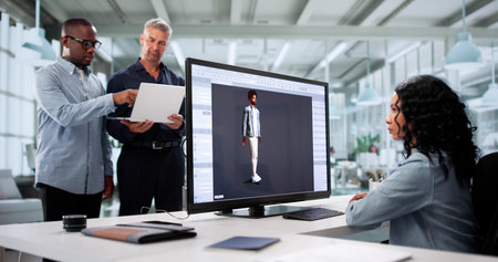 Creative Team Develops 3D Character Animation In Modern Office Space.