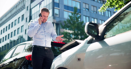 Driver Requesting Assistance After Car Engine Breaks Down, Accidentの写真素材