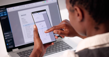 Managing Finances With E-Accountant: Young Woman Using Electronic Invoice Software