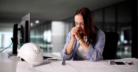 Architect Embracing Faith Through Prayer: Connecting With God's Divine Planの写真素材