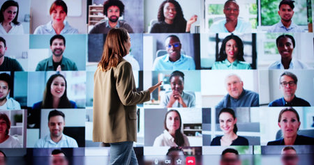 Engage In Online Training With Live Speaker At Virtual Event. Discover New Skills At Workshop Webinarの写真素材