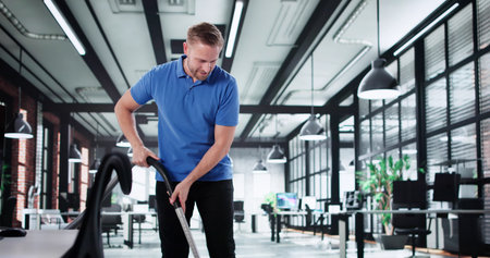 The Office Cleaner: Keeping Desks Tidy For Efficient Workspacesの写真素材