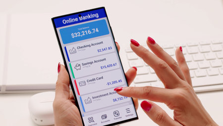 Secure Money Transfer App: Online Banking For Young Female Professional