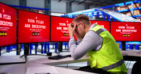 Confused Man Faces Ransomware Attack At Supply Chain Warehouse Industry