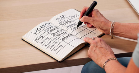 Efficient Workout Plan For Daily Exercise Schedule Of Elderly Woman.