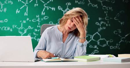 Overworked Senior Professor Struggles With Balance And Pressure In Classroom.