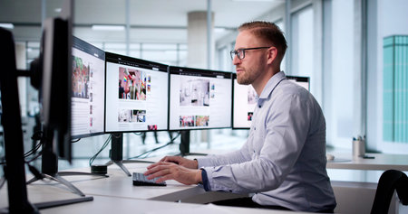 The Media Observer: A Man Keeping Up With News Onlineの写真素材