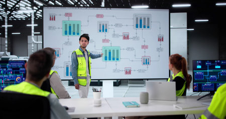 Training Professor Presenting Diversity Training To Factory Production Team With SCADA.の写真素材