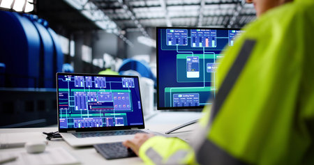 Female Engineer Manages Oil And Gas Plant Using AI Technologyの写真素材