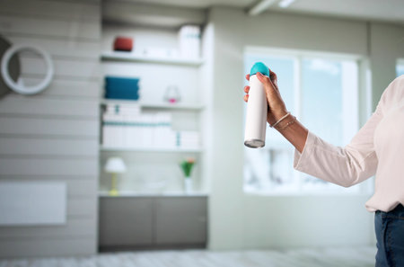 Refreshing The Living Room With Fresh Air Spray And Deodorant. Professional Carpet Freshening Service For Fresherの写真素材