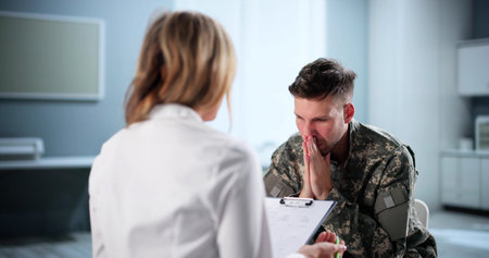 Soldier Seeks PTSD Therapy From Doctor With Mental Psychotherapy Advice