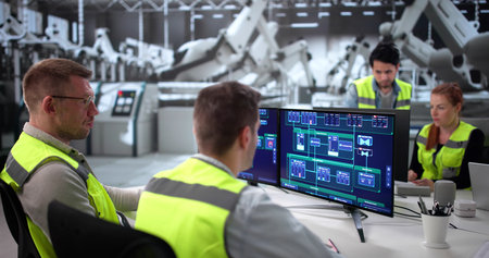 Innovative Engineer Creating Electric Monitoring System For Industrial Factory Business
