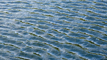 Blue textured water surface background, natural abstract wave background pattern
