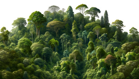 Panoramic Deciduous Forest Stripe on White Backgroundの素材