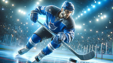 Athletic Prowess Captured in Ice Hockey Shotの素材