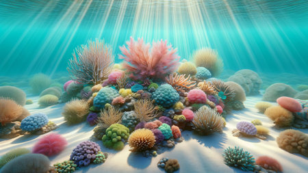 Colorful Corals Flourishing on the Ocean Floorの写真素材