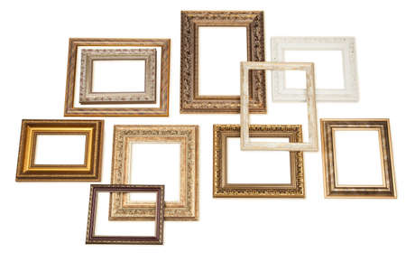 Antique frames collection on white backgroundの写真素材