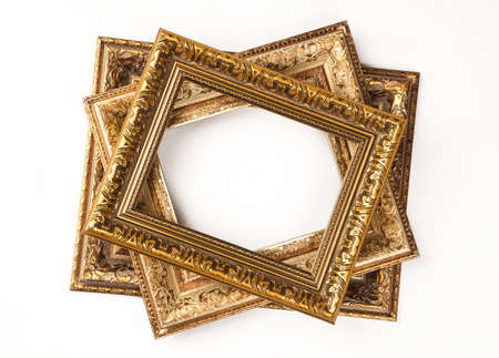 Stack of vintage frame, isolated on white の写真素材
