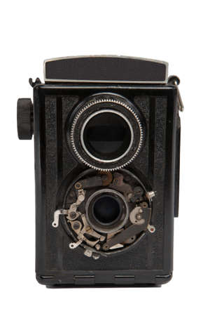 old vintage camera isolated on white background