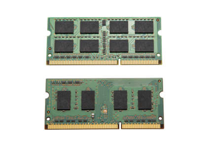 two slots of RAM isolated on white background