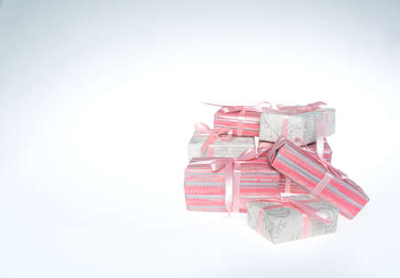 bundles with gifts on a white backgroundの写真素材