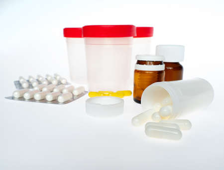 medicinal preparations on a white backgroundの写真素材