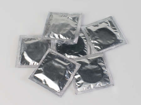 condoms on a white background.の写真素材
