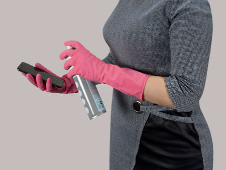 girl in rubber gloves.