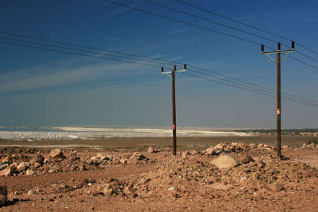 Current lines at the south part of the Dead Sea, Jordanの写真素材