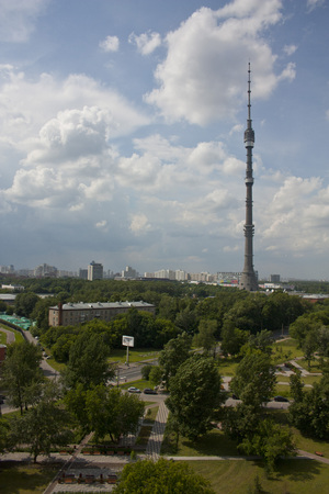 Russia. Moscow - June 2014: high-altitude Autonomous TV channels and the ratio of the Ostankino towerのeditorial素材