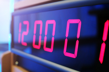 Red digital Timer, numbers counting. The time on the clock.の写真素材