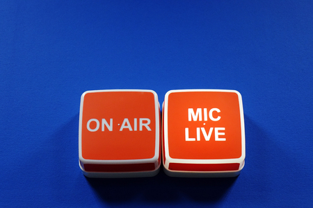 Signal about inclusion of a microphone in the Studio. At the entrance to the TV Studio.の写真素材