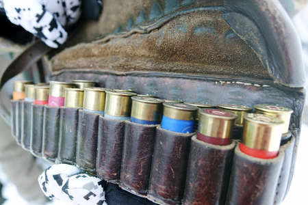 Ammunition for shotguns, hunting bagの写真素材