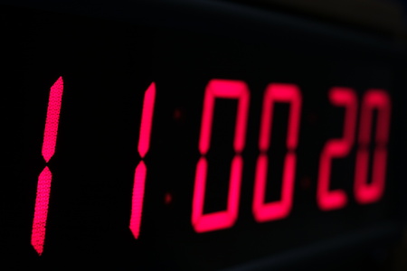 Red digital Timer, numbers counting. The time on the clock.の写真素材