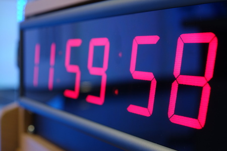 Red digital Timer, numbers counting. The time on the clock.の写真素材