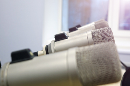 Microphones in the Studio on a light background.の写真素材