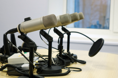 Microphones in the Studio on a light background.の写真素材