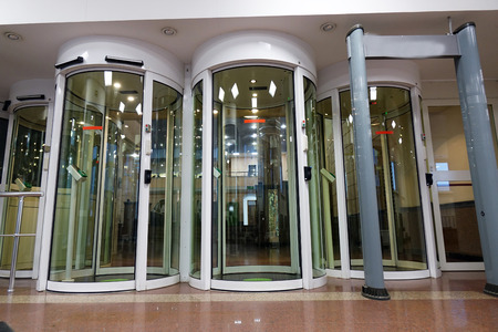 The entrance to the secret enterprise.Security system at the entrance to the Bank .の写真素材