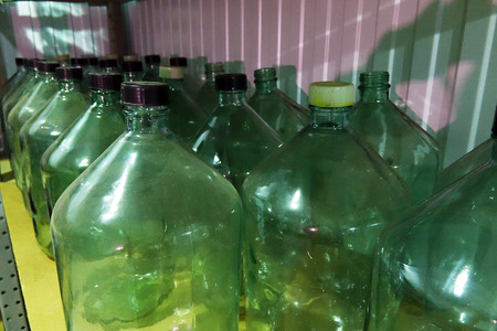Large glass bottles. storageの写真素材