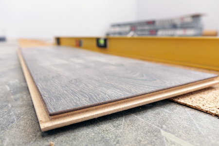 Laminate Flooring. improvement construction hardwoodの写真素材