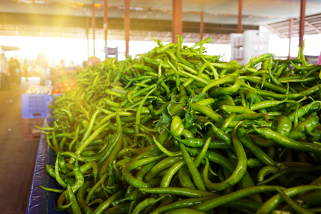 Pepper background texture of hot chili seasoning is a fiery dish for sale. Trade in the market.の写真素材