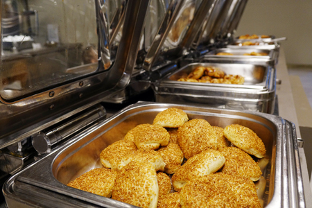 Rolls on the buffet. the range of pastries. container, cuisineの写真素材