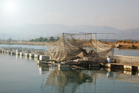 The farm for breeding fish.の写真素材