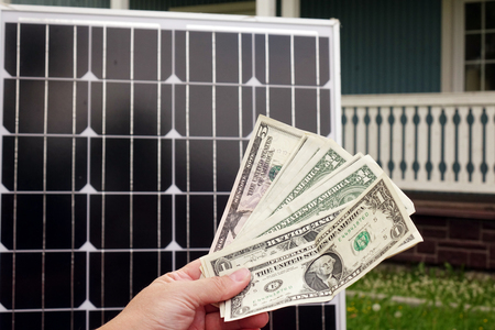 Saving American money on renewable energy and solar panels. savingsの写真素材