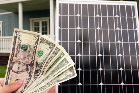 Saving American money on renewable energy and solar panels. savingsの写真素材