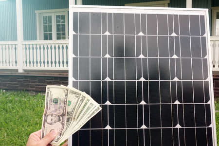 Saving American money on renewable energy and solar panels. savingsの写真素材