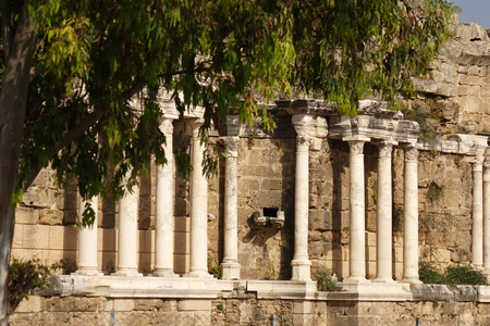 Turkey. Side-June 2018. The ruins of the city streets and ancient theater in side.のeditorial素材