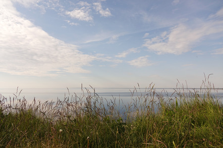 Green grass is on a cliff above the sea. natureの写真素材