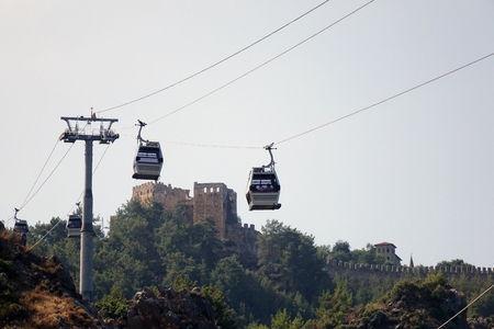 Cableway in the mountains. tourist transportationの写真素材